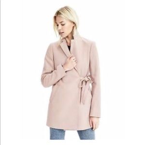 Melton wool wrap jacket light pink